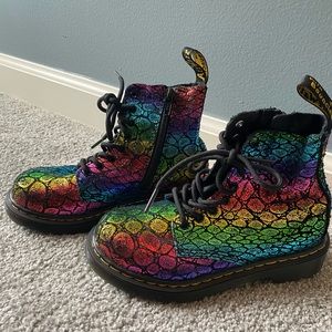 Iridescent rainbow doc martens